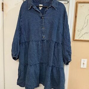 Blue Denim Tiered Dress
